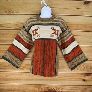 Christopher Rand Sweater Womens Size L Multicolor Geometric Striped Wide Sleeves